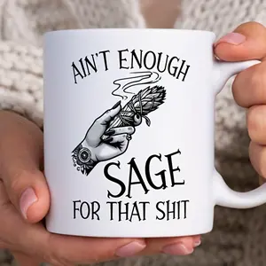 1 Humorous "Sage Is Not Enough to Solve That Shit Witchcraft Mug" - 11oz Ceramic Fun, Playful, Satirical Pagan Gift for Witchcraft Tea Lovers - Unique Mystery Coffee Mug with Quirky Design And Bright Colors
