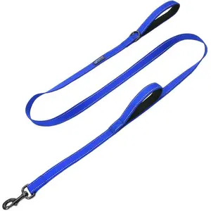 Double Handle Traffic Dog Leash Reflective - We Donate a Leash to a Dog Rescue for Every Leash Sold (Blue)