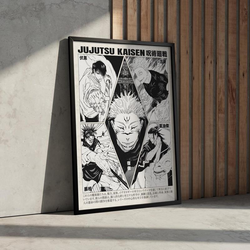 Jujutsu Kaisen manga wall decor poster Japanese printed, JJK anime minimalist artwork, gift for anime fans