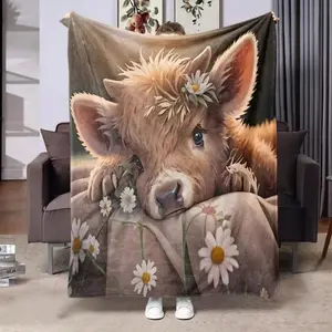 Cow Print Throw Blanket, 1 Count Soft Warm Napping Blanket, Air-conditioned Room Blanket, Warm Nap Blanket For Home Office Travel Camping, Man Woman Gift