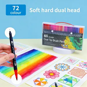 72 Colors Dual Tip Black Barrel Markers - Coloring & Sketchbook Drawing Pen Set. Fine & Broad Tip Design, 2-in-1 Professional Art Supplies, Calligraphy Tools with Smooth Ink Flow, Professional Grade, Calligraphy Pens, Dual Tip Pens