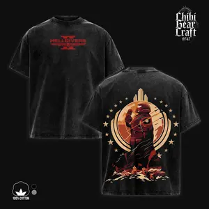 Helldivers 2 Game Shirt Super Earth Propaganda Poster Liberty Democracy Patriot Vintage Washed Oversized T-Shirt Hoodie Co-Op Sci-Fi Shooter Gaming Graphic Tee Faded Black Streetwear Outfits Merch Gift For Gamer Clothes