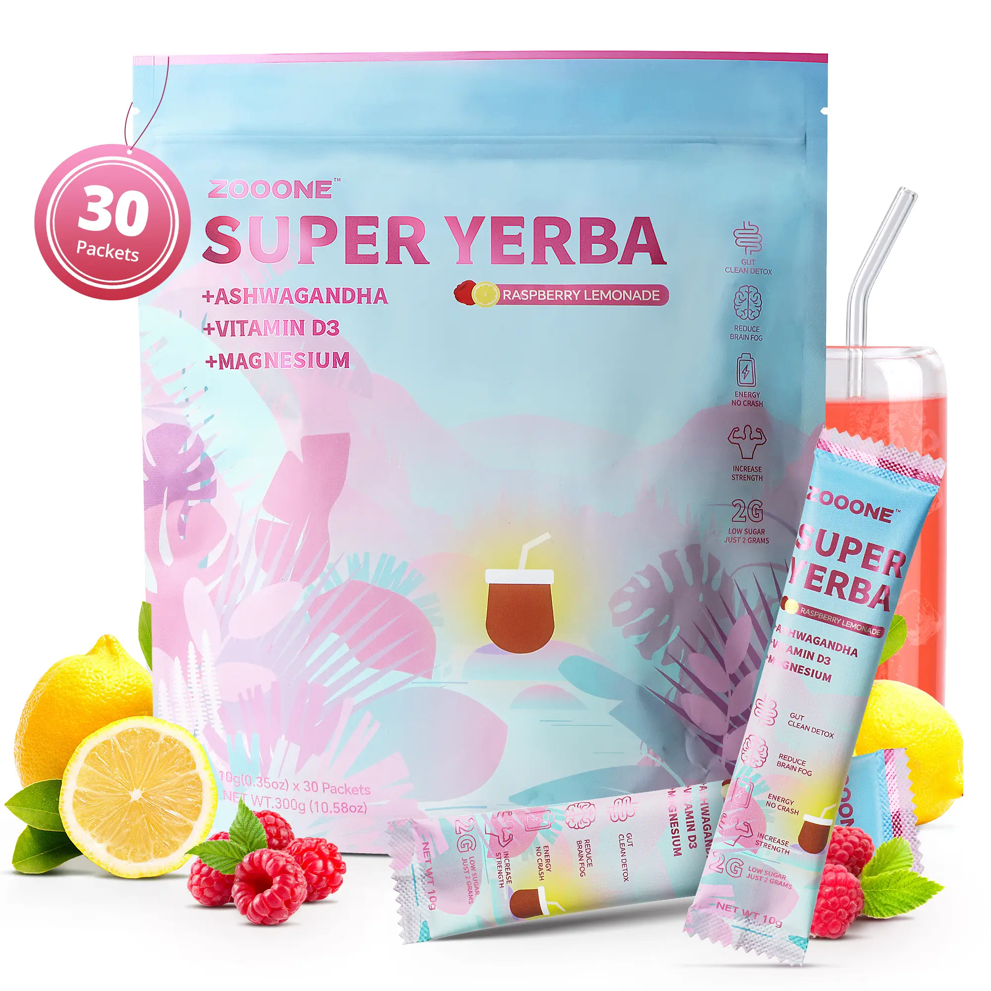 ZOOONE Super Yerba | Yerba Mate Instant Tea Powder | RASPBERRY LEMONADE Flavor | 30 Servings ZOOONE Super Yerba | Yerba Mate Instant Tea Powder | RASPBERRY LEMONADE Flavor | 30 Servings