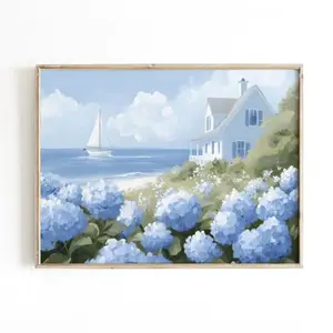 Cape Cod Hydrangea Print: Coastal New England Wall Art | Frameless Poster S