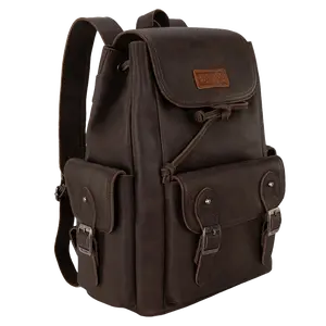 Wrangler Ladies 100% Genuine Leather Coffee Brown Backpack WG143-9110CF