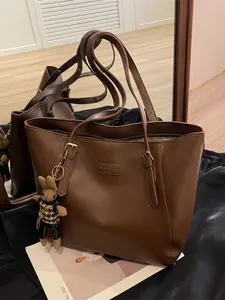 Trendy Minimalist Tote Bag Women Large Capacity Solid Color Versatile Commuter Shoulder Bag for Work School Daily Use Office Work Bag