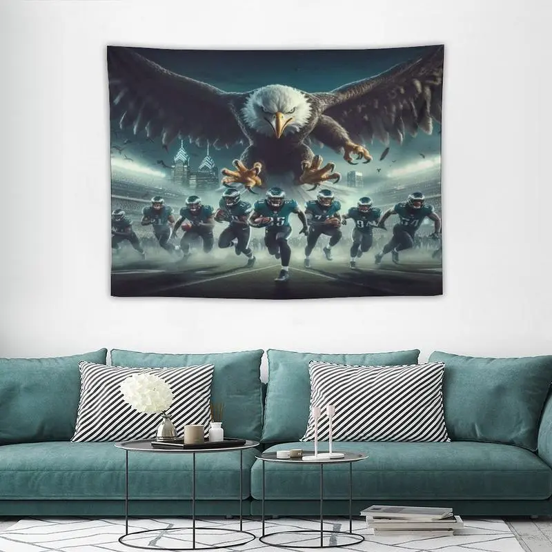 Philadelphia Sports Logos Polyester Fabric Tapestry Wall Hanging - Hangable Vibrant Indoor Room Art, Horizontal Woven Texture Home Decor for Living Room, No Outdoor Use Suitability, Vibrant Look