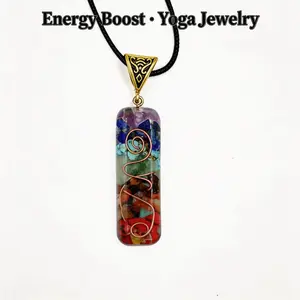 Retro Reiki Healing Energy Crystal Pendant Natural Stone For Yoga Meditation Spiritual 7 Chakra Jewelry Necklace Amulet Long Chain，Sweater chain，Ideal Gift Jewelry for Men and Women