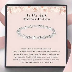 To My mother-in-law, Birthday Gift From daughter-in-law，mother-in-law Newest Heart Bracelet Gift, Birthday Gift, Christmas Gift, Gift Card With Text And Gift Box Packaging.