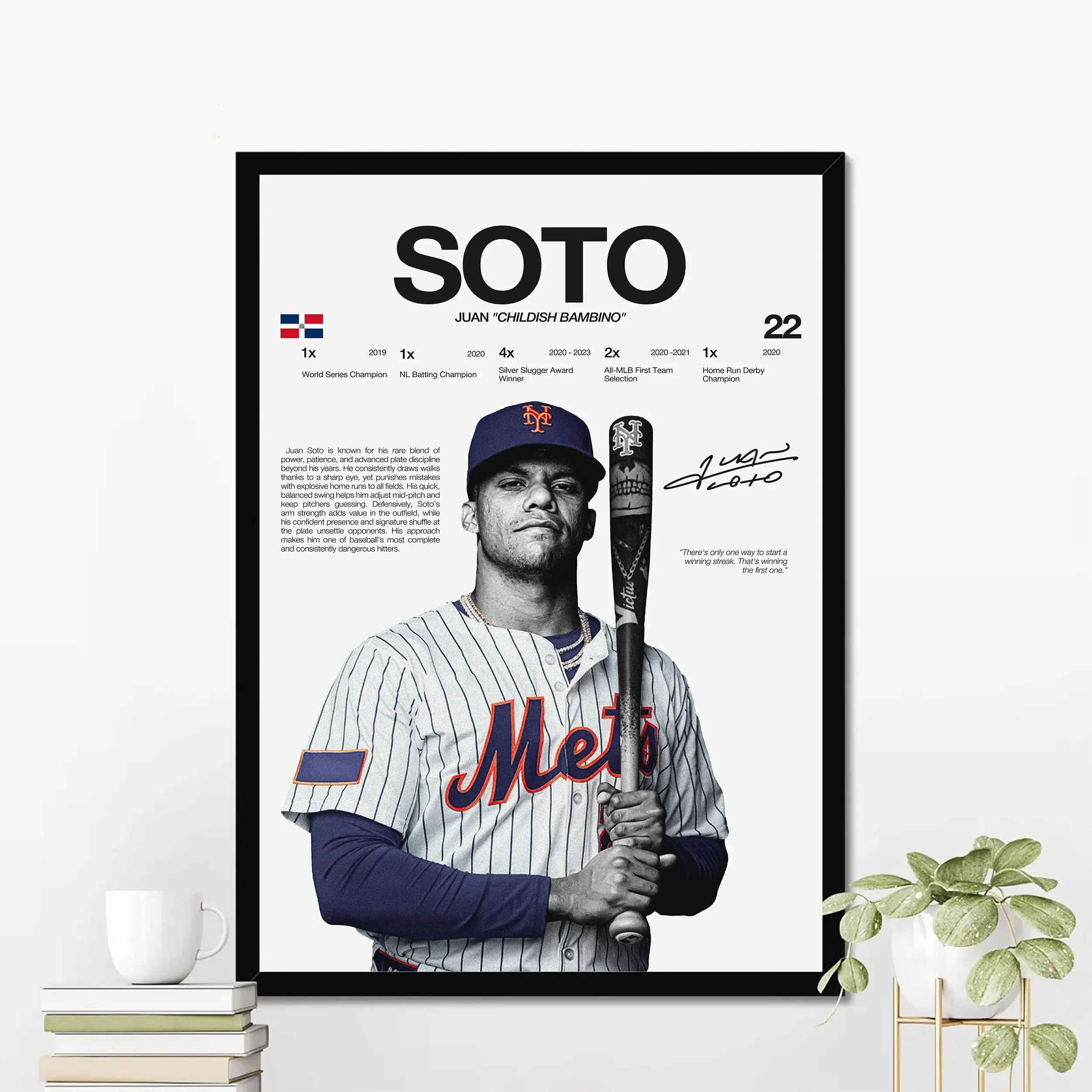 Juan Soto New York Baseball Poster | Hardline Series Wall Art | Aesthetic Game Day Decor | Sports Fan Gift