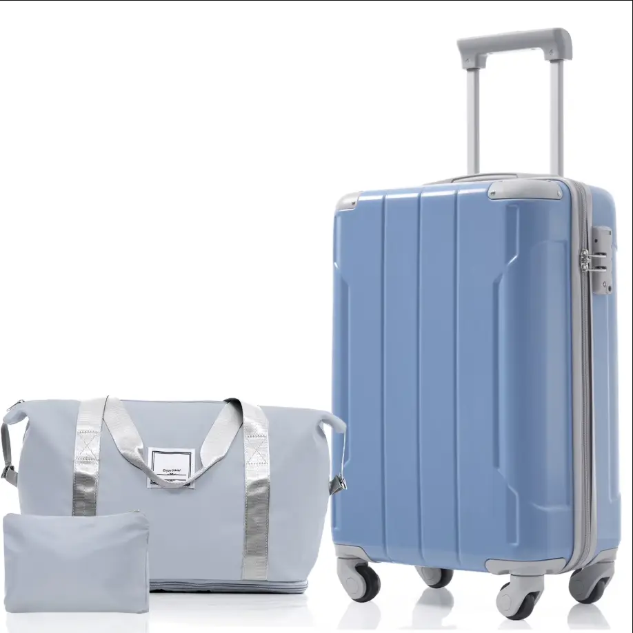 Euroco 20" Carry On Luggage Set 3 Piece,ABS Hardshell Lightweight Suitcase with Spinner Wheels & TSA Lock,Airline Approved Suitcase set for Weedend Getaways,Business Travel,Glacier Lake