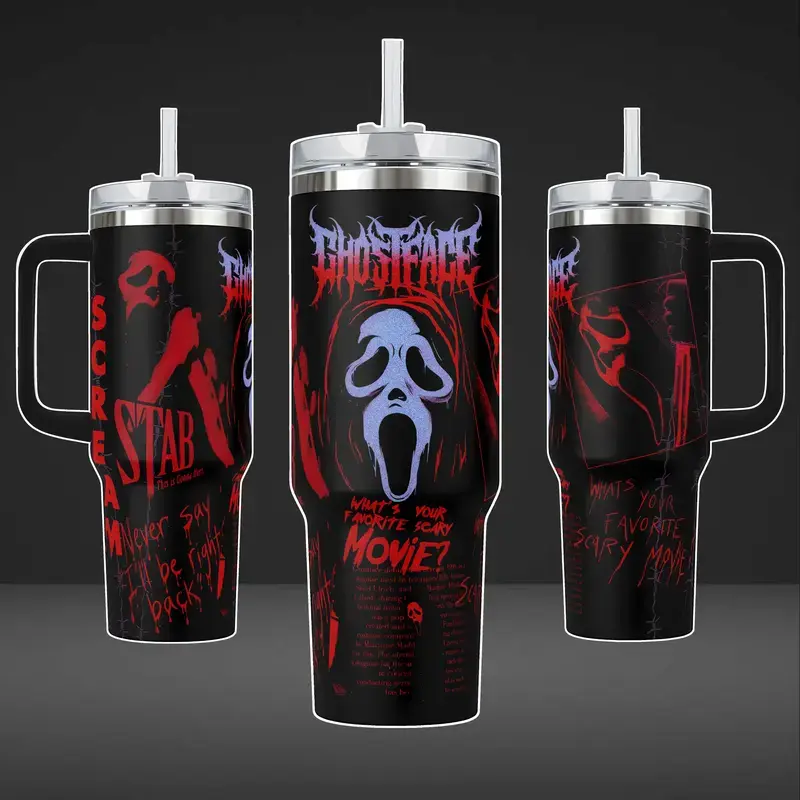 Scream 7 Ghostface Tumbler 40oz 20oz Movie Custom Cup 40 oz Tumbler With Handle