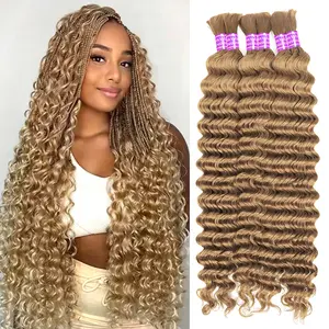 #27 Deep Wave Bulk Human Hair For Braiding No Weft Deep Curly Human Hair for Boho Braids 100g/pc