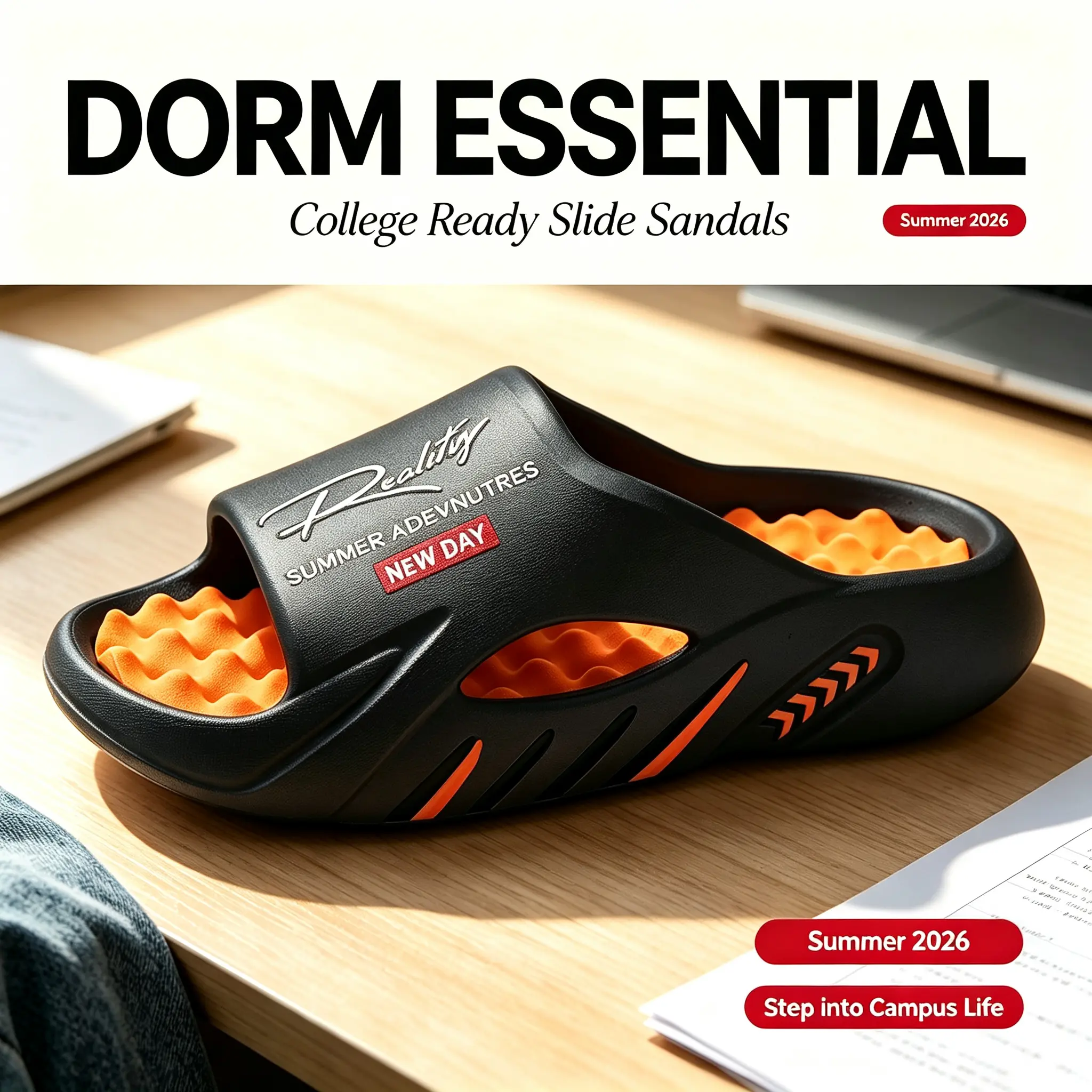 Men's Minimalist Street Slides with Letters, Lightweight Slip On EVA Upper Shoe with Flexible Thick Sole for Summer tiktokshopbacktoschool, Ankle,shoes for back to school,back to school shoes