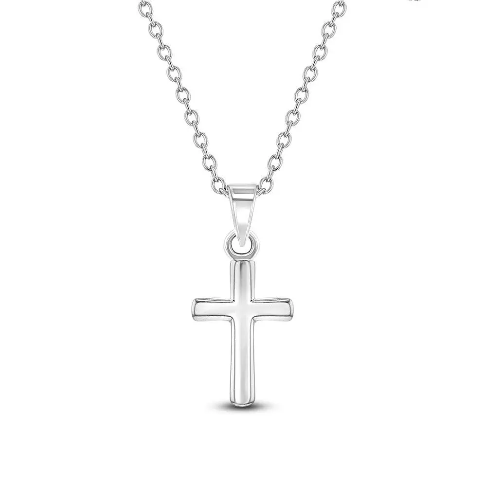 Teenie Tiny Cross 12mm Toddler/Kids/Girls Necklace Religious - Sterling Silver