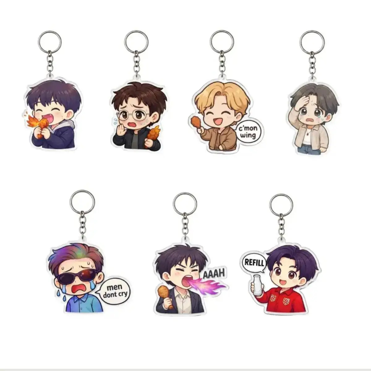 Kpop Spicy Challenge Keychain, Come on Wing keychain - Cute Characters, Kawaii Bag Charm for Keys, Backpack & Gifts, Collectible Fan Accessory, Aesthetic Game Merch!