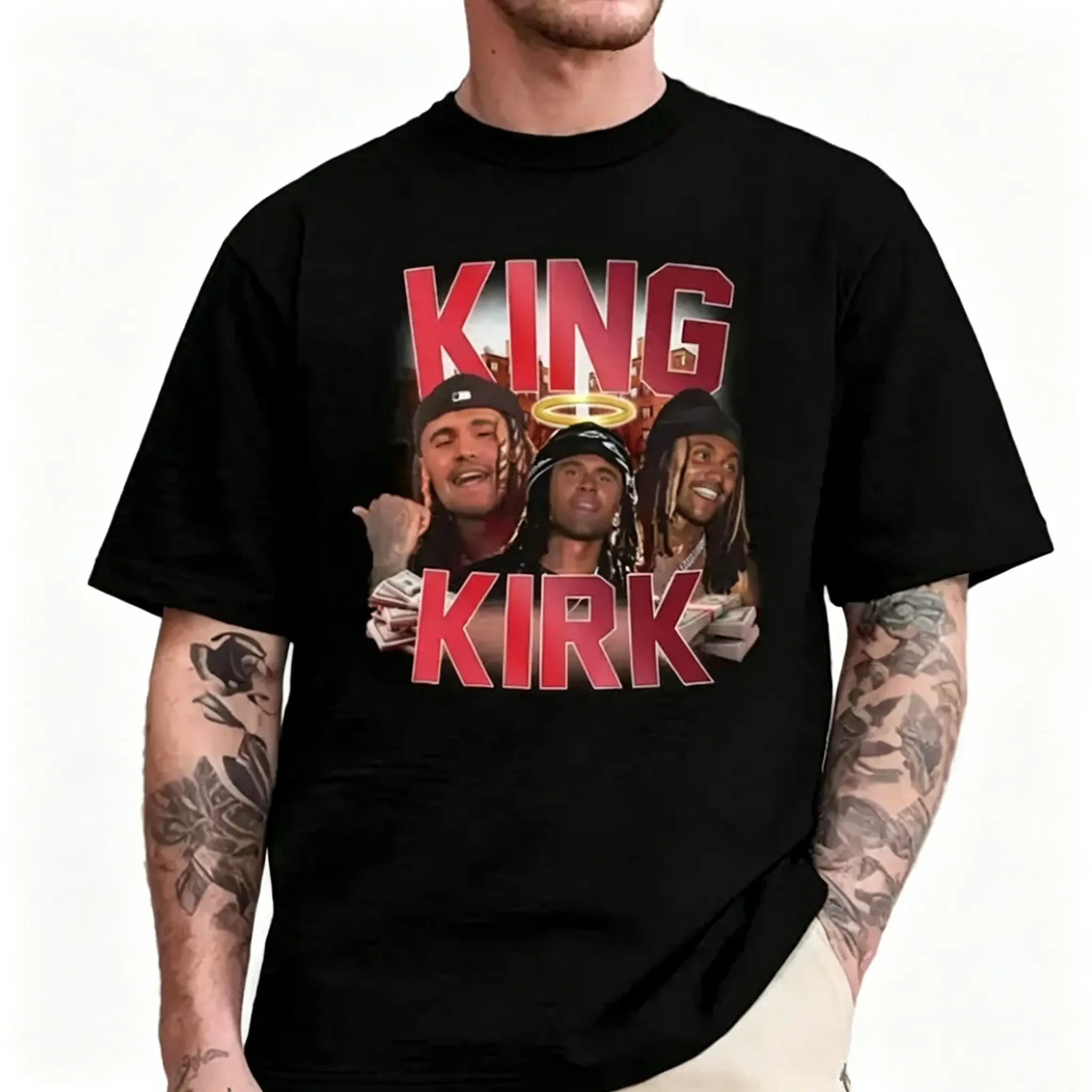 King Kirk Shirt Charlie From Oblock Hoodie Kirkify Tee-Chicano Rap Aesthetic Graphic Tee Urban Drill Streetwear T-Shirt Retro 90s Bootleg Top Premium Heavyweight Combed Cotton Crewneck Unisex