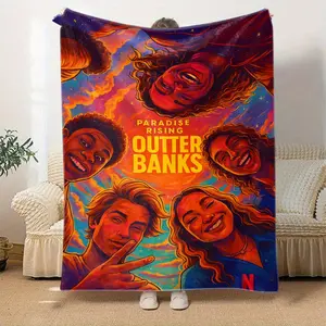 1 piece Outer Banks movie blanket - "Outer Banks: Rise of the Paradise" design, featuring characters, soft flannel blanket, suitable for sofa, bed, camping - all-season comfortable gift, perfect for OBX fans, birthdays, Christmas - ideal for movie nights