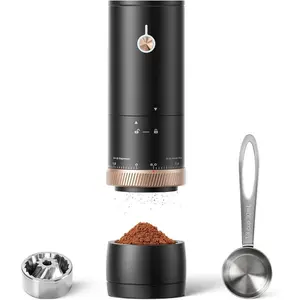 Portable Electric Coffee , Cordless Rechargeable Coffee Bean  with 80 Scale  Grinding Settings, Double-Click Start, 10- Burr Coffee Grinders, Clog-Protection