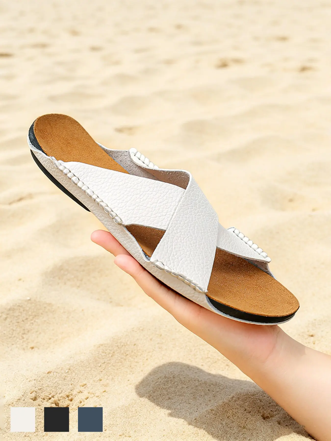 Men's Slippers Breathable Lightweight Handmade Slip-On Peep Toe Fisherman Sandals Mules Flat Casual Shoes Cross Strap  Ethnic Style Summer Beach for Vacation Walking Big Size 11-12