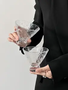 ORAND Snowflake Glass Cup for serving ice cream, fruit juice, milk tea, milkshakes, and desserts, crystal glassware