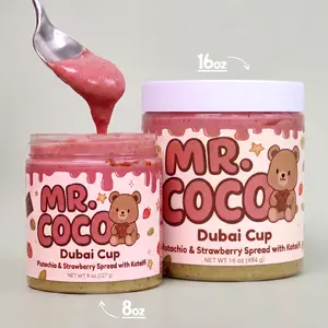 Mr. Coco Strawberry Dubai Cup – Pistachio & Strawberry Cream + Tahini & Crunchy Kataifi - 8oz or 16oz Jar