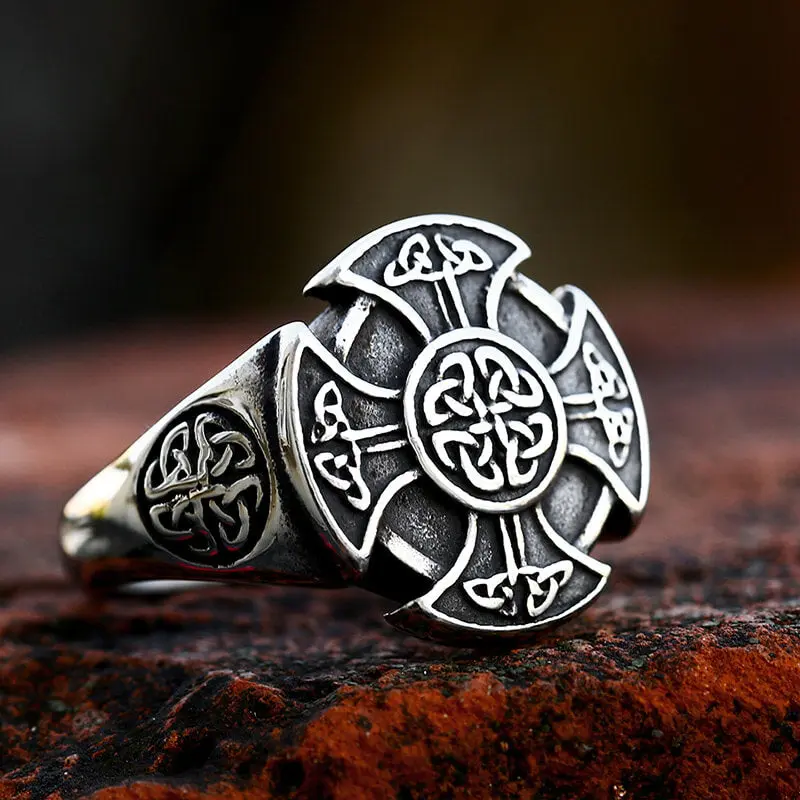 GTHIC Celtic Knot Knights Templar Stainless Steel Viking Ring For Man Fashion Jewelry Personalized Gift