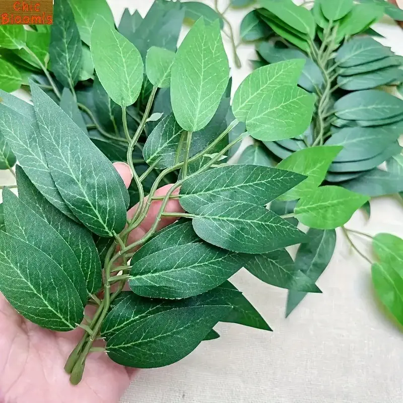50pcs Willow Leaf Artificial Leaves, DIY Floral Decorations, Evergreen Plant Decor, House Plants Decor for Home, Wedding, Party, Seasonal Celebrations, Fake Greenery, Faux Greenery Plants