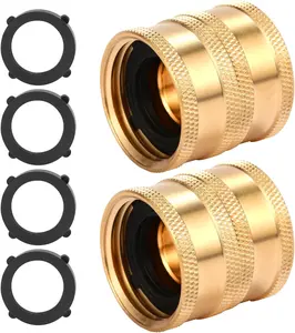 2 Pack 3/4" Heavy Duty Brass Garden Hose Adapter with Dual Swivel for Male Hose to Male Hose, female to female hose adapter