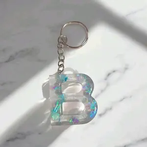 Clear Jade letter keychain
