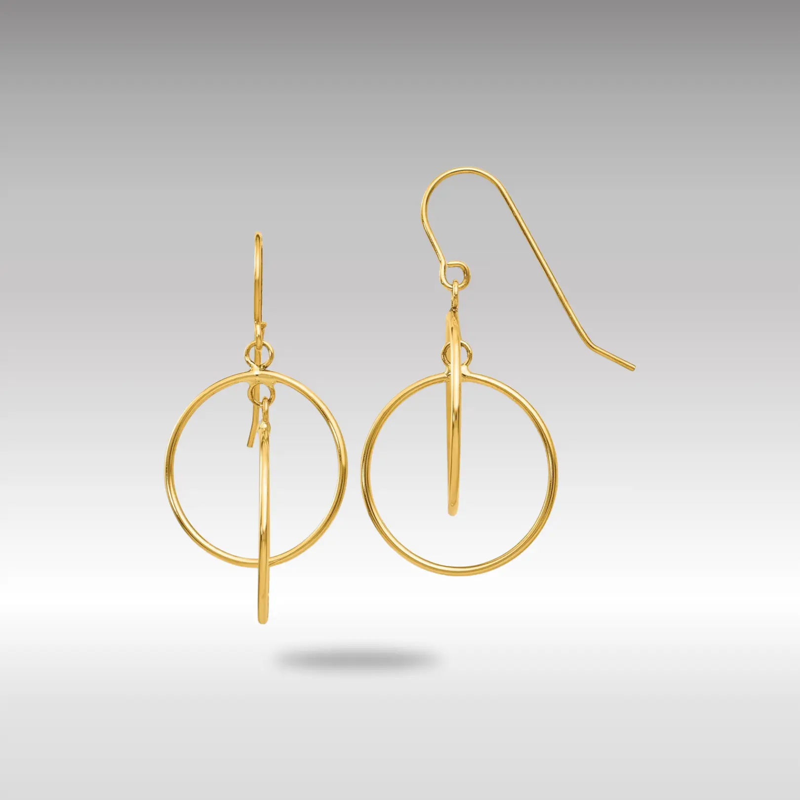 14K Gold Polished Circles Dangle Earrings - Model TL950