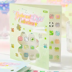 1 Sheets/bag Sticker Pack, Pet Laser Silver Material, Condensation Series 3D Pattern Stickers, Hand Account Stationery Bottle Decorations, Floral Pattern Sticker