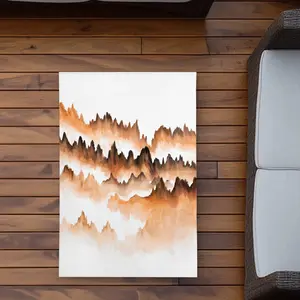 360 Stand Polyester Rectangular Indoor-Outdoor Area Rug, 2x3 ft Beige Fir Trees Print Nature Scene, Easy-Cleaning Printed Face, for Living Room Decor (Model C1ROAR238JK8GK)