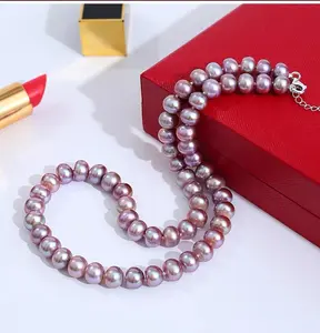 Silver Freshwater Pearl Necklace Purple White 20 Inches Perfect Gift for Mom and Lover Silver Freshwater Pearl Necklace Purple White 20 Inches Perfect Gift for Mom and Lover