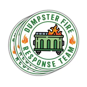 Funny Meme Dumpster Fire Response Team Sticker - Emergency Humor Decal for Laptop, Bottle, Car, Car Vehicle Decoration, Helmet, KSG Gift