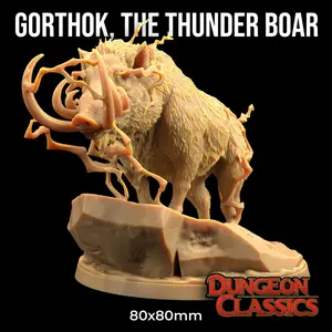 Gorthok Thunderboar Dnd Mini for Dungeons and Dragons Gift for DM Wargaming TTRPG 3D Printed Mini The Dragon Trappers Lodge 32mm Scale Pig
