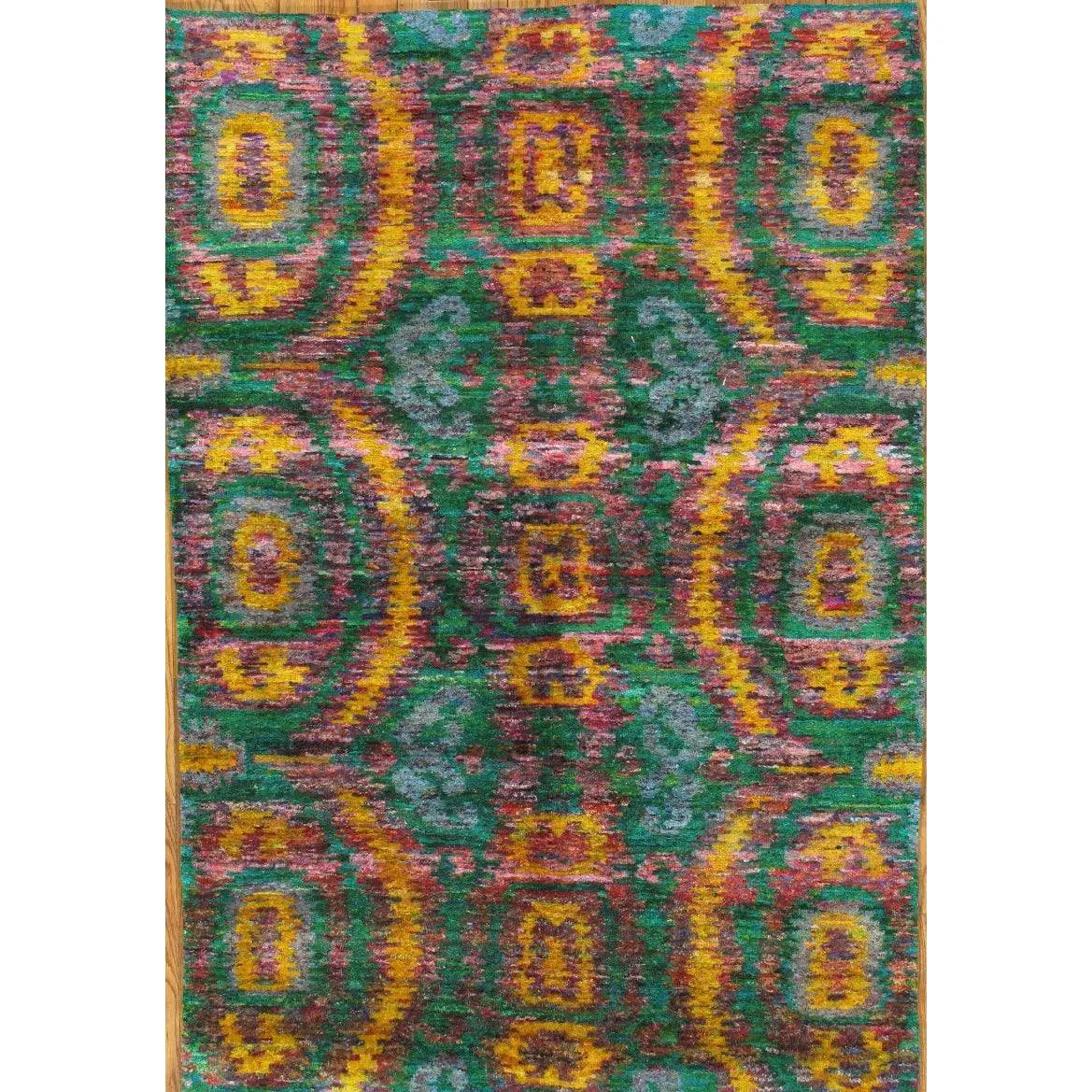 Canvello Modern Sari Silk Hand-Knotted Area Rug- 5'3" X 7'8"