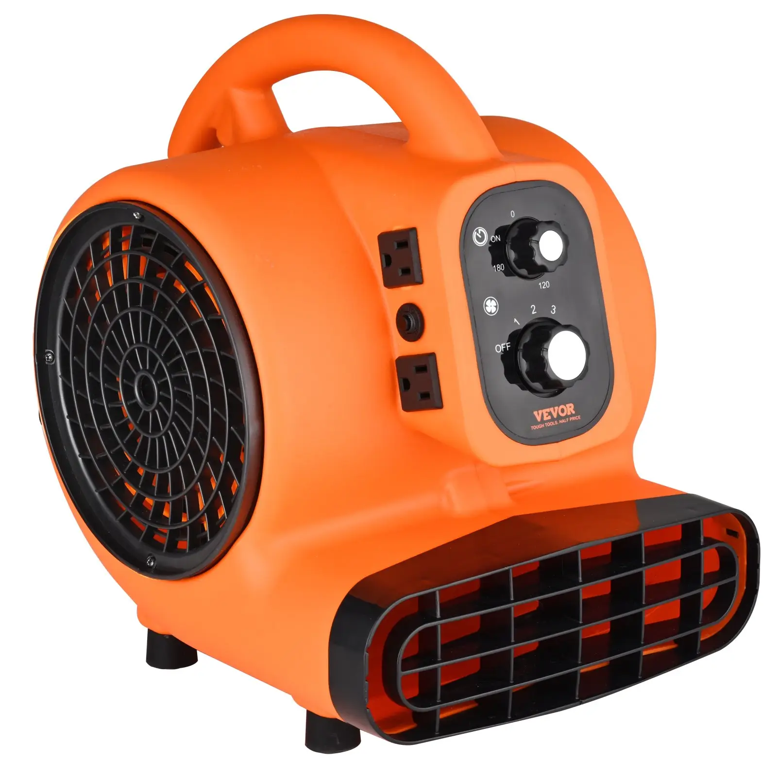 VEVOR Floor Blower, 1/4 HP, 1000 CFM Air Mover for Drying and Cooling, Portable Carpet Dryer Fan with 4 Blowing Angles and Time Function, for Janitori