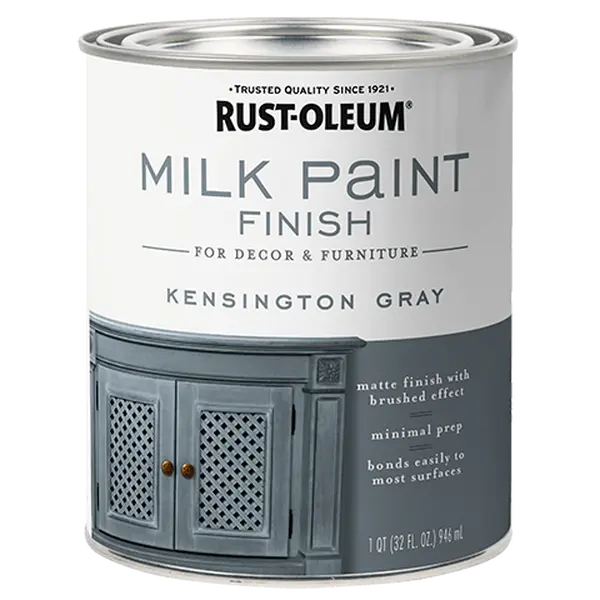 212 MAIN Rust-Oleum 235048 30 oz Milk Paint - Kensington Gray, Brushed Effect, Antique Look, Lightly Textured Feel, Durable, Layerable Coat, Multi-Surfaces (Metal, Wood), Quick Drying, Indoor, Low Odor, Office & Home Decor Paint