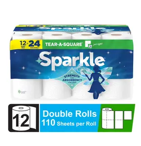 Sparkle Tear-a-Square Paper Towels, 12 Double Rolls