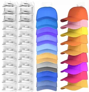 2-Pack Durable Upgraded Large Non-Slip PVC Wall-Mounted Hat Organizer & Display (Holds Up to 24 Large Caps), Multifunctional with Adhesive or Drilling Installation, Suitable for Closets