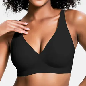 Womens Comfortable Wireless Bras Bralettes  Tshirts Bras Deep V Everyday Bras plus size bra   Plunge Bralette Comfortable support