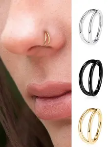 Fashion Stainless Steel Dual Line Spiral Nose Ring, Unisex Lip Piercing Jewelry, Casual Style Accessories, Men & Women Fashion Accessory