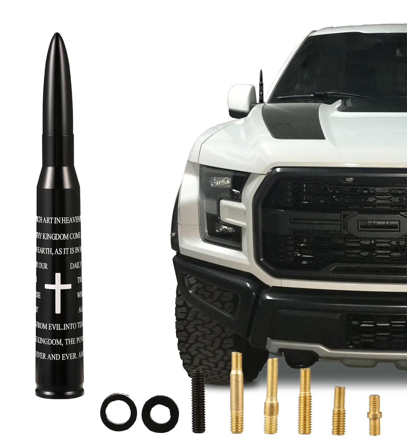 Bible Verse,Car Truck Antenna for GMC Sierra Chevy Silverado Dodge Ram 1500 2500 3500 Ford F150 F250 F350 Super Duty Raptor Radio Accessories