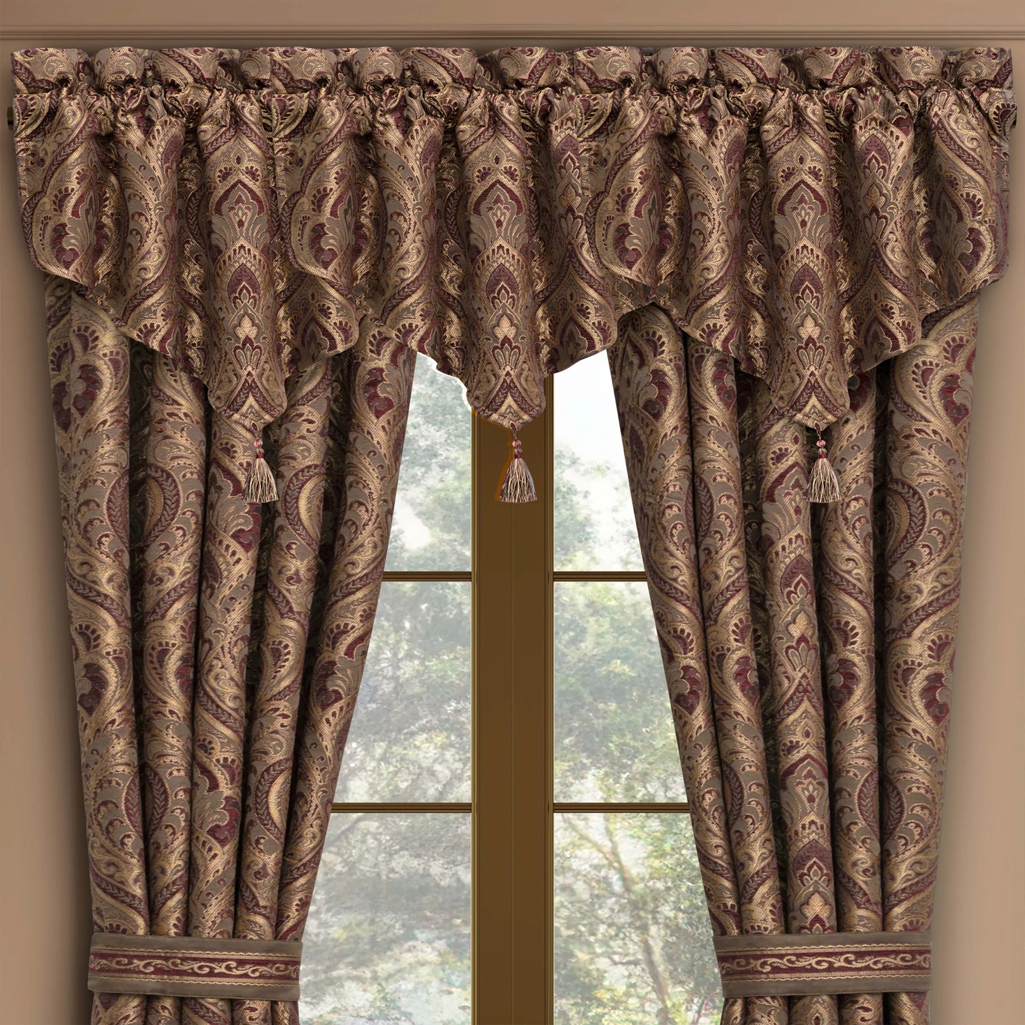 Odette Crimson Ascot Window Valance
