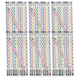 7 1/2"  Bulk 144 Pc. Paw Print Pink, Blue, Purple & Green Wood Pencils