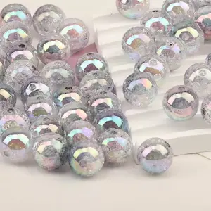 Gray Galaxy Crackle UV AB 16mm Chunky Acrylic Bead Set of 5