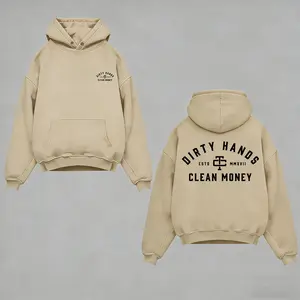 Dirty Hands Clean Money Graphic Hoodie Men’s Heavyweight Pullover for Blue Collar Workwear, Hustle Grind Streetwear, Mechanic Style & 2026 Gift Idea