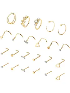 23 Pcs Perforated Jewelry, Hypoallergenic Zircon Nose Ring, Nose Ring Tragus Ear Cartilage Helix Lip Ring Male and Female Ear Holes, Nose Piercing Jewelry, Helix Pierced Ring
