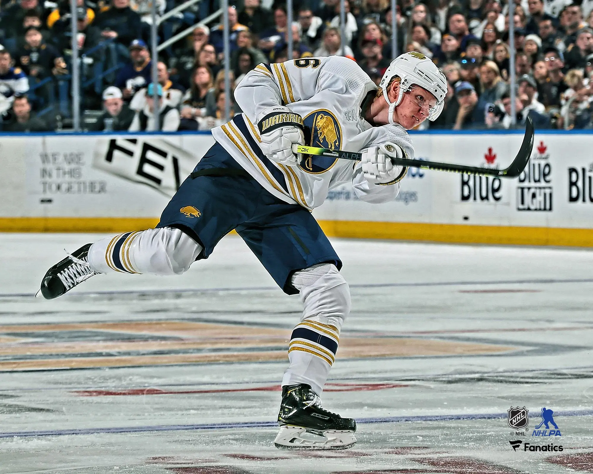 Rasmus Dahlin Buffalo Sabres Unsigned 50th Anniversary Season Alternate Jersey Shooting Photograph - NHL Memorabilia